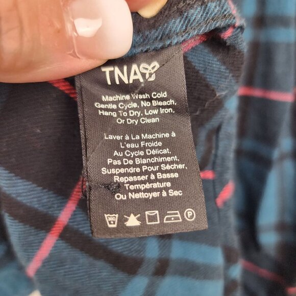 TNA Womens Soft Flannel Shirt Oversized Fit Plaid Size XS - Picture 9 of 10